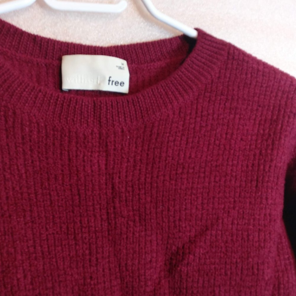 Babaton Merino wool sweater in textured waffle knit 100% merino wool Burgundy